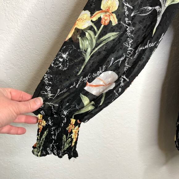 WHBM black floral butterfly Love at First Sight sheer overlay dress size Small - Picture 6 of 16